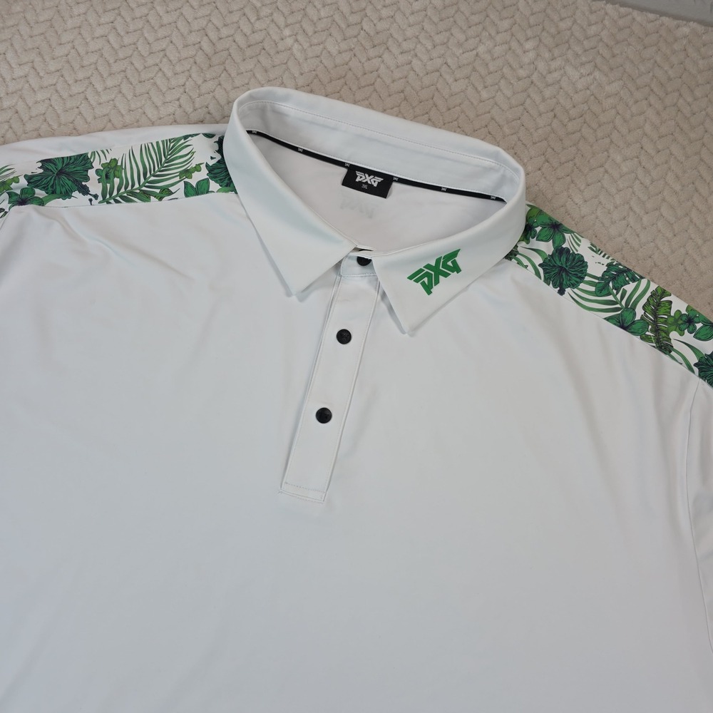 PXG Parsons Xtreme Golf Polo Shirt Mens 3XL White Green Tropical Leaf Print